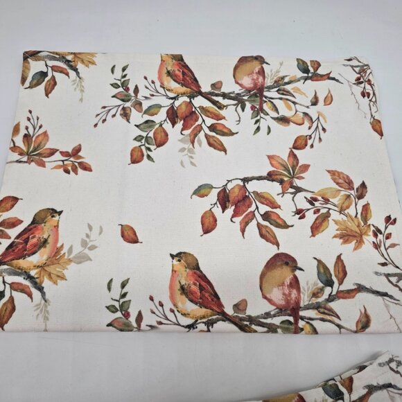 Nicole Miller Home Cotton Fall Bird & Leaves Print Kitchen Towels Set Of 2 - Picture 9 of 10